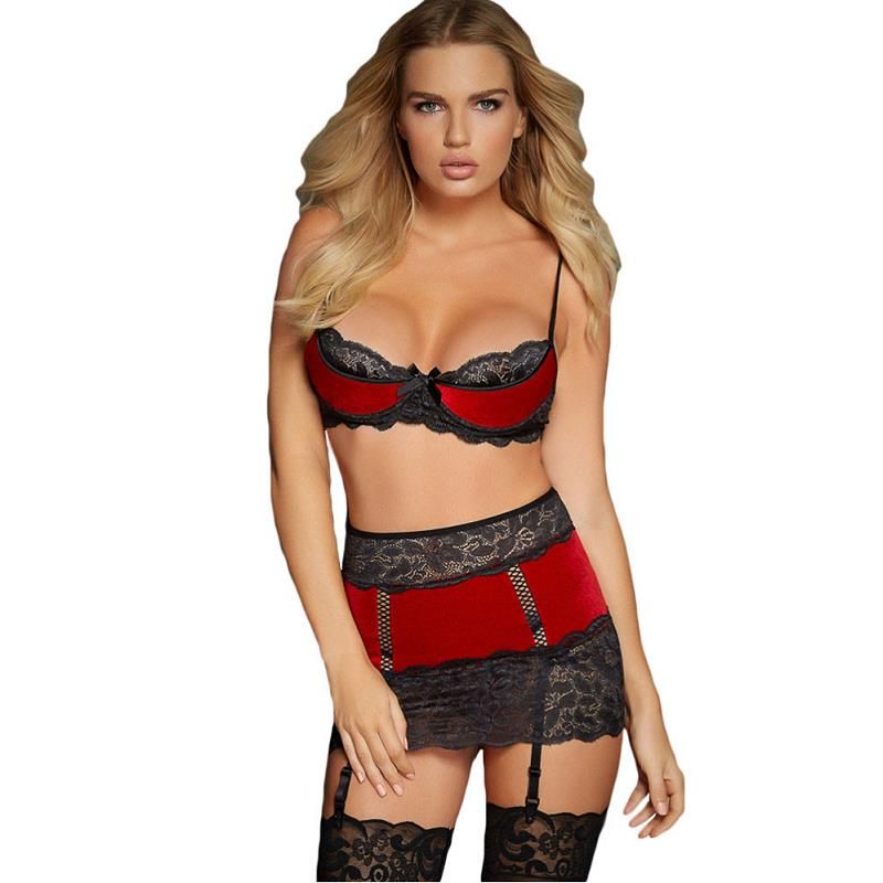 5 Sexy Lingerie 5 Sexy Body Harness Bra Thong Skirt Lace ...