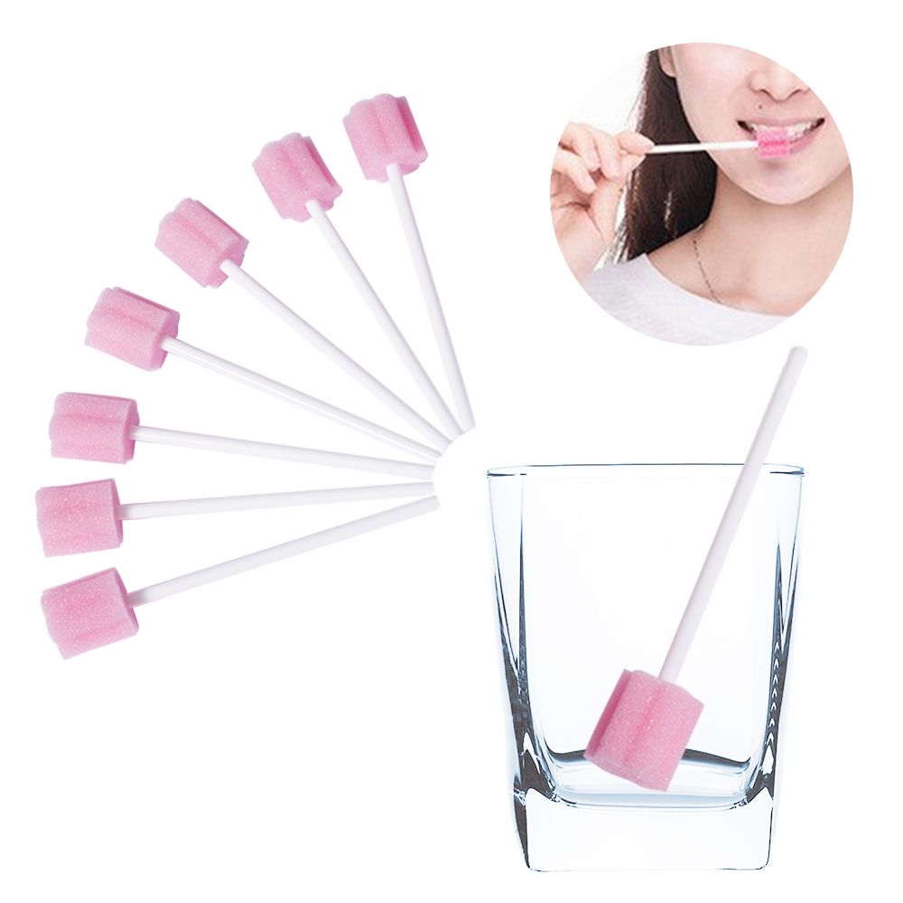 2021 Disposable Oral Care Sponge Swabs, 50 Count Pink From
