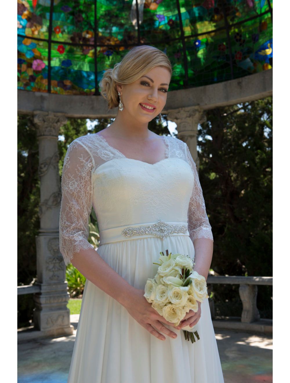 Discount Informal Lace Chiffon Modest Plus Size Wedding