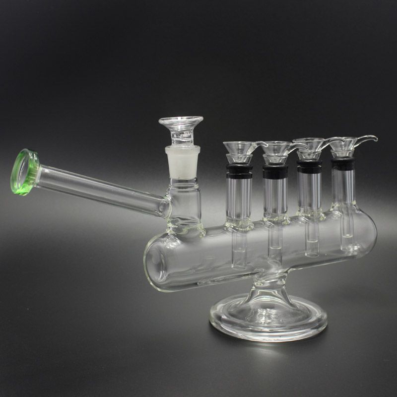 2020 Mini Menorah Glass Water Pipes With Four Glass Downstem Sliders Holiday Glass Bong With ...
