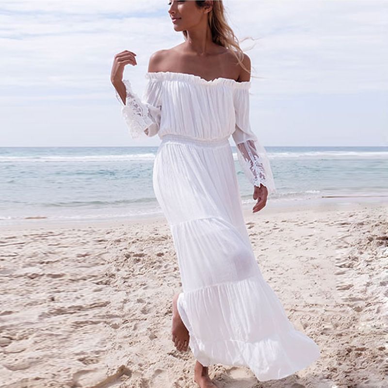 white beach dresses casual