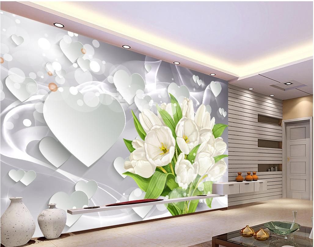 Acquista Bianco Tulip Bouquet Cuore 3d Tv Adesivo 3d Carta Da Parati 3d Carte Da Parati Tv Sullo Sfondo A 1639 Dal Wallpaper20151688 Dhgatecom