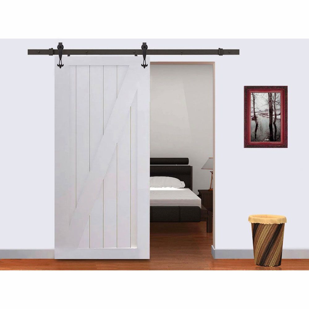 2019 5 16ft Single Wood Sliding Barn Door Hardware Cabinet Closet Kit Black New W Style For Indoor Or Outdoor From Sun Shine 129 65 Dhgate Com