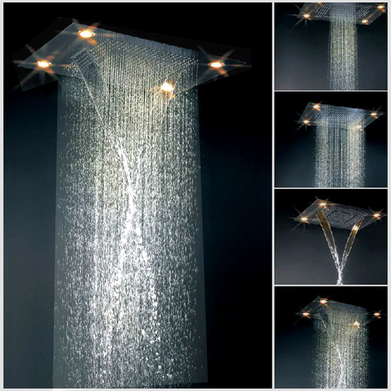 2018 Luxurious Embeded Ceiling Bathroom Led Shower System 2018 Luxurious Embeded Ceiling Bathroom Led Shower System Mount Rain Head 60x80cm Big Dual And Waterfall From Holtek