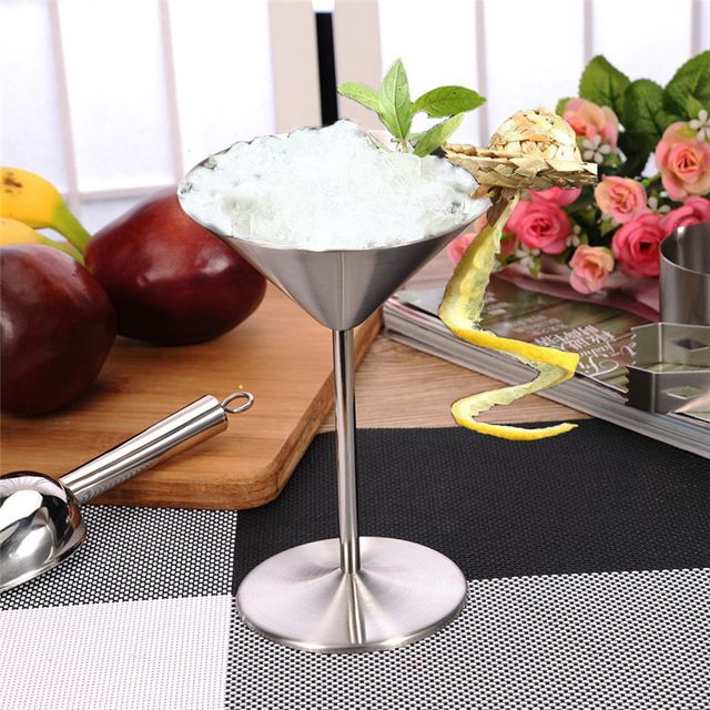 Wholesale 8oz Stainless Steel Martini Wine Glasses Cocktail Goblets