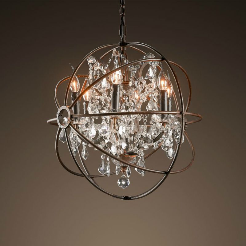Vintage Crystal Chandelier Hanging Lighting Orb Globe Rustic Vintage Crystal Chandelier Hanging Lighting Orb Globe Rustic Chandeliers Light For Living Dining Room Bedroom Restaurant Decor Ceiling Pendant