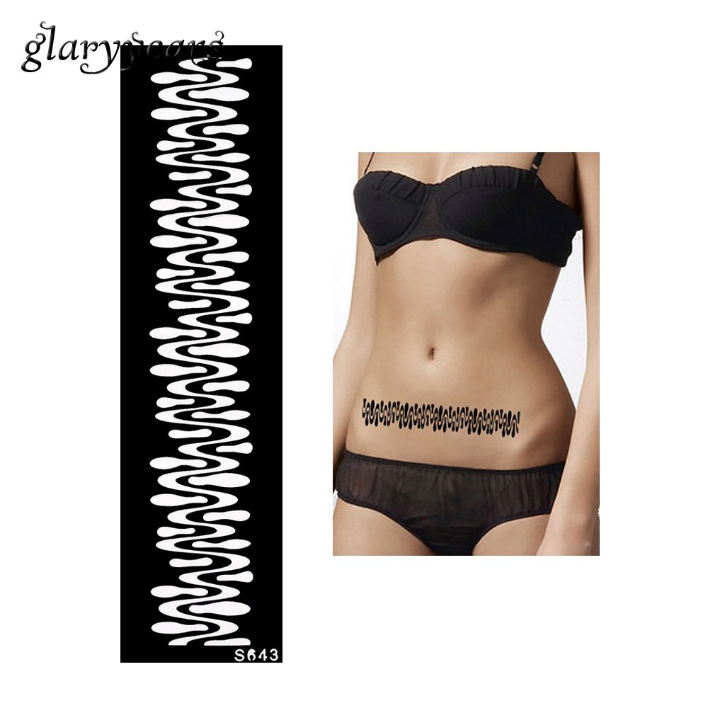 Wholesale Women Waist Body Art Paint Tattoo Henna Stencil Stripe