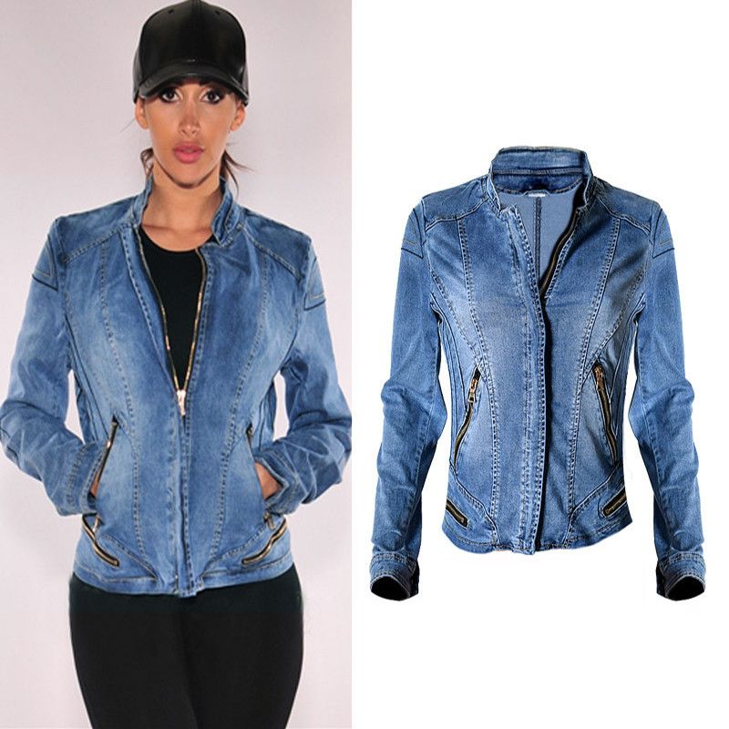 jaqueta jeans feminina com ziper