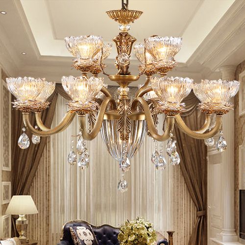 Led Chandelier European Style Full Copper Chandeliers Led Chandelier European Style Full Copper Chandeliers Lamp Living Room Bedroom Dining Study Staircase Carved Pendant Iron