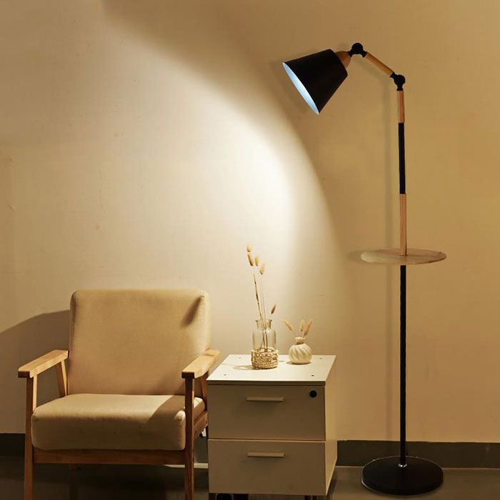 2020 Black White Nordic Wood Floor Lamp Kids Room Decoration Floor