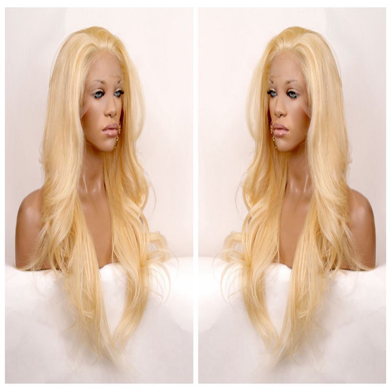 Long Blonde Hair Straight Wavy Real Hair Glueless Lace For African