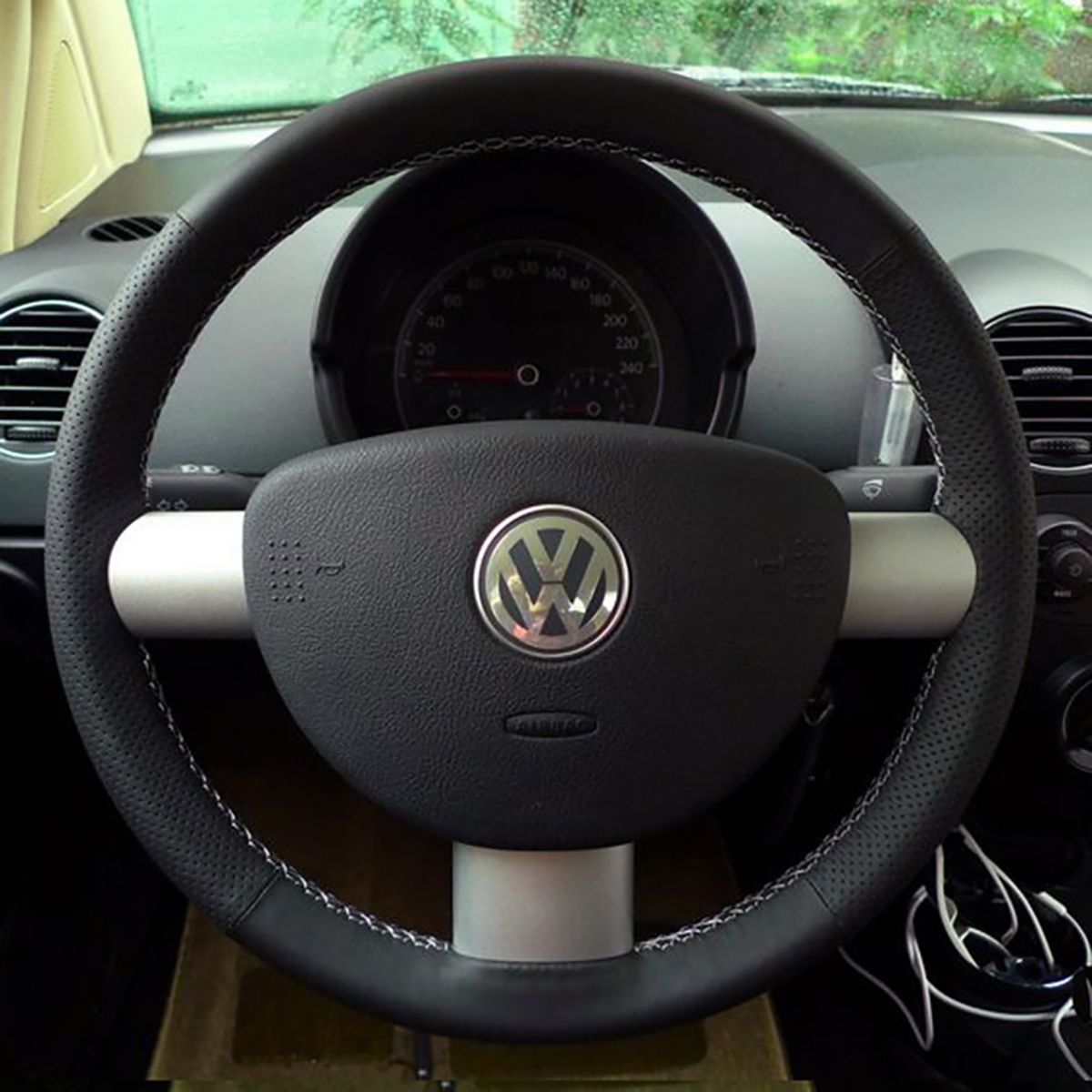 Steering Wheel Cover Case For Volkswagen VW Beetle Genuine Leather DIY