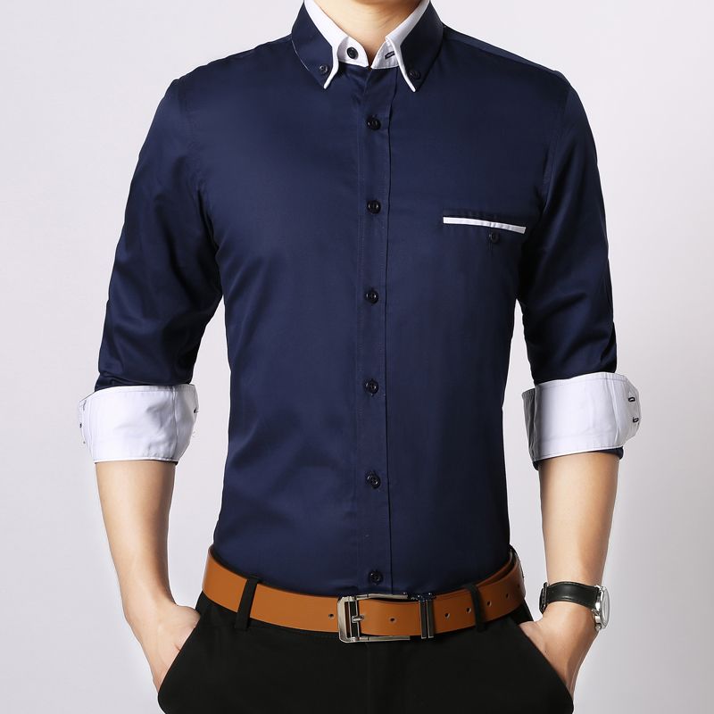 2019 Business Office Shirt Men Casual Dress Shirts University Student'S ...