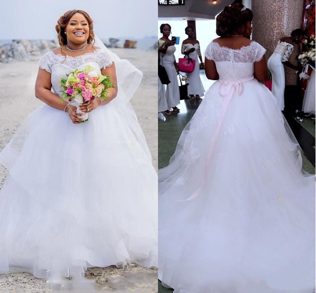 Discount Casual  Plus Size Wedding  Dresses  African  Cap 