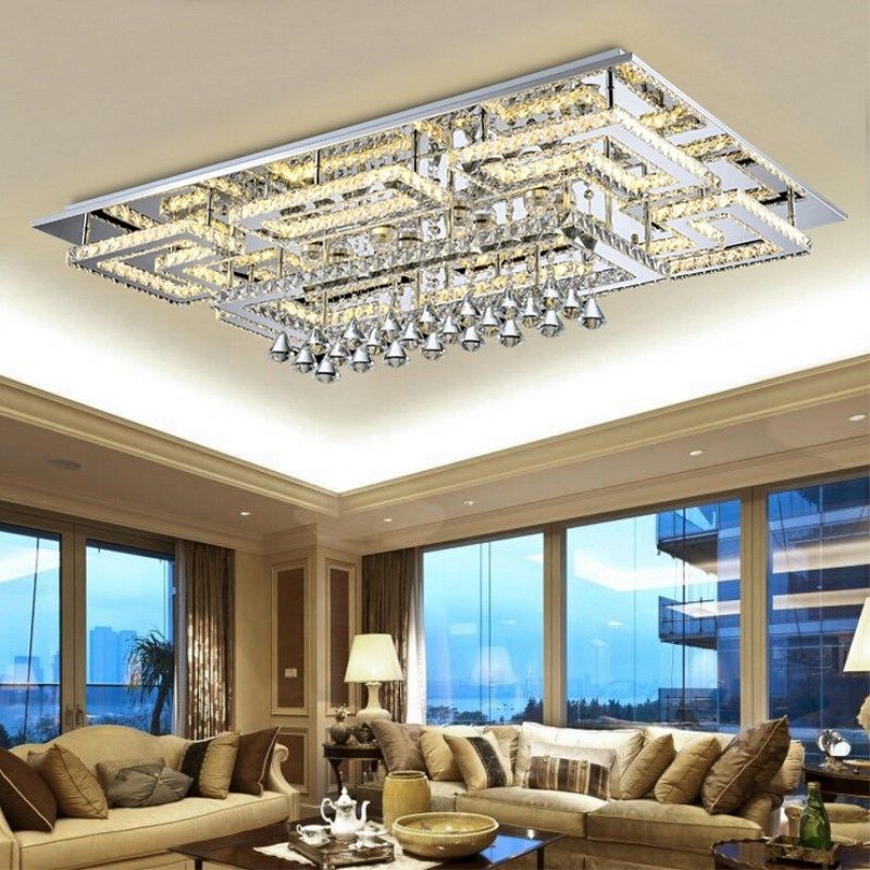 Luxury Modern Crystal Ceiling Light Square Lamp K9 Luxury Modern Crystal Ceiling Light Square Lamp K9 Chandeliers For Living Room Bedroom Indoor Fixtures Sputnik Chandelier