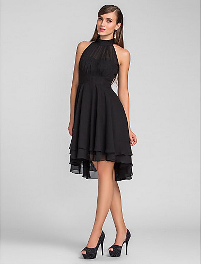 Black chiffon cocktail dress Clearance