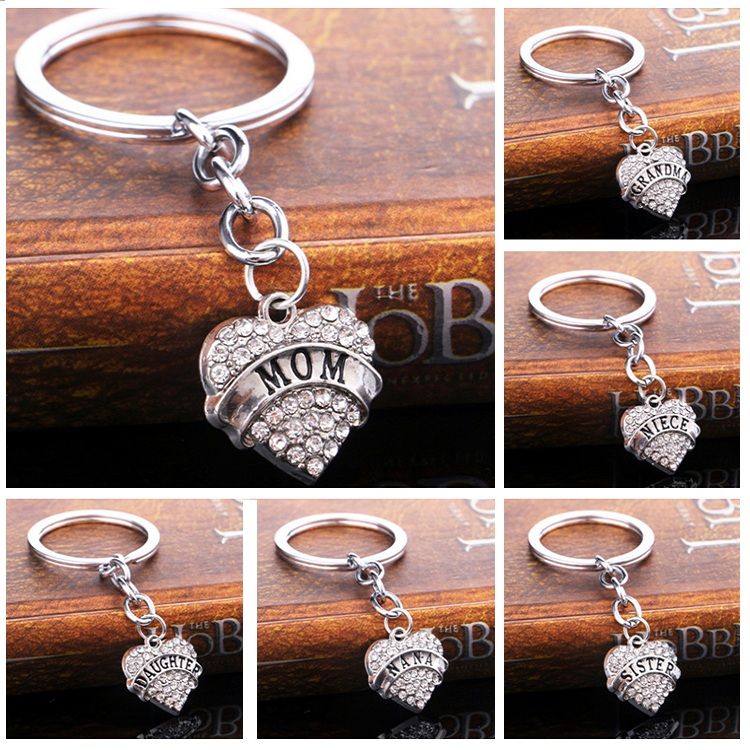 Wholesale New Key Chain Heart Shaped Key Chains Love Key Ring Diamond