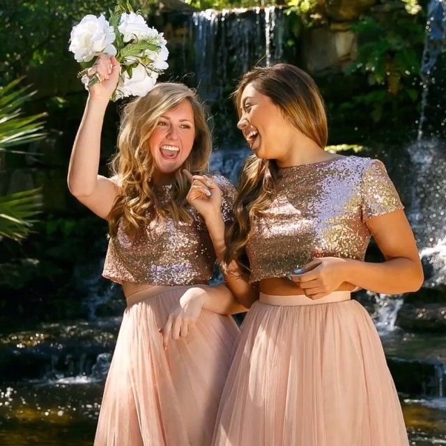 rose gold and blush bridesmaid dresses