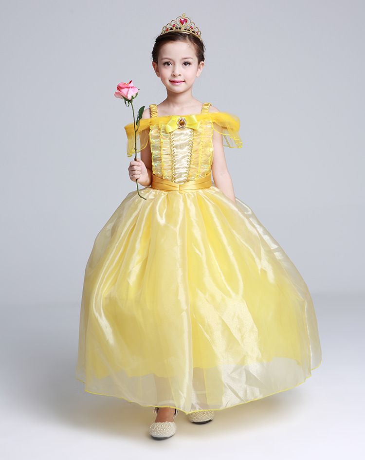 girl kid princess belle dress beauty and the beast halloween costume 110 150cm child girl birthday gift costume dress cosplay beauty and the beast dress kid