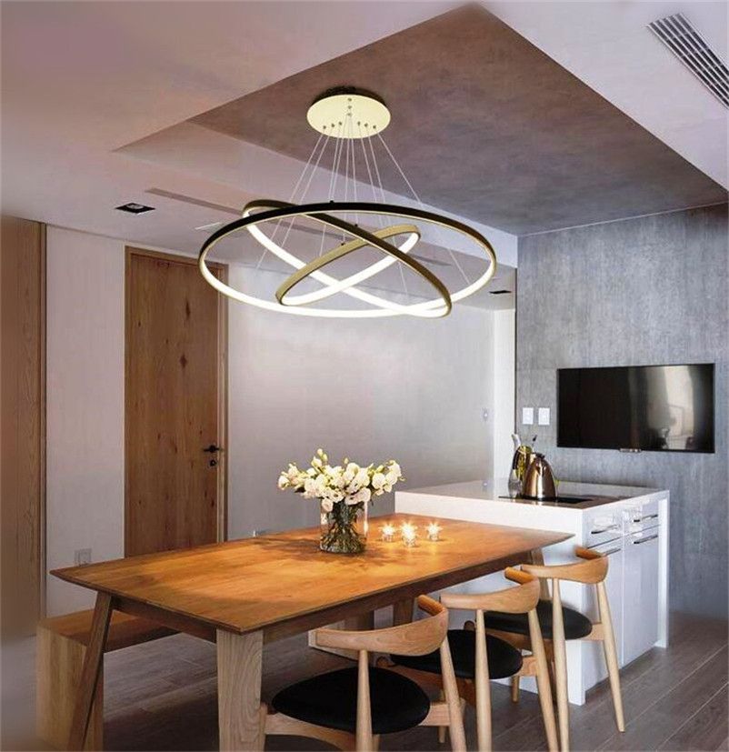 3 Ring Acrylic Led Chandelier Brightness Dimmable Modern Round 3 Ring Acrylic Led Chandelier Brightness Dimmable Modern Round Pendant Lamp 90 260v 40 60 100cm Simple Personality Ceiling Lamps Flush