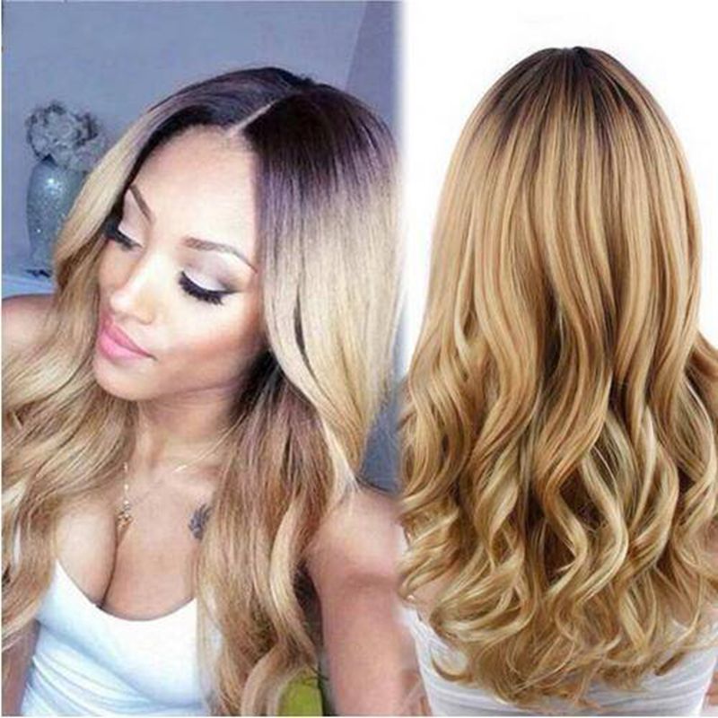 Blonde Ombre Wig Ombre Natural Cheap Hair Synthetic Wigs For Black