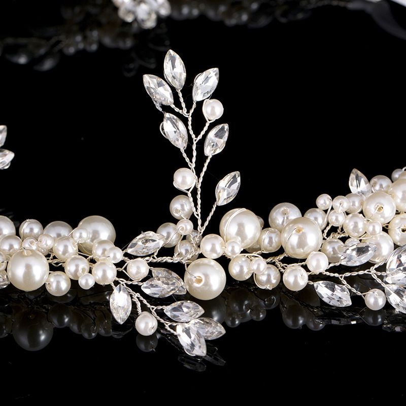 Moda de aleación de cobre flores Crystal perla perla perlas de seda cadena de seda boda novia accesorios de cabello joyería