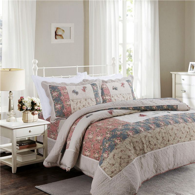 Chausub Cotton Patchwork Quilt Set Korean Style Bedspread Bed Cover 3pcs 4pcs Quilted Bedding Duvet Pillowcase Quilts