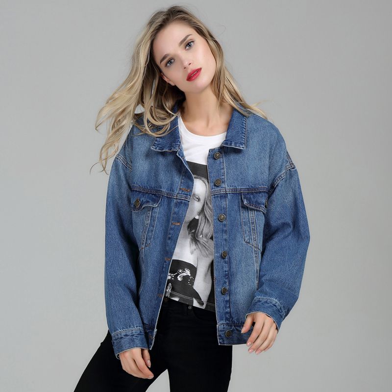 2017 Spring Female Jean Jacket Casual Double Pocket Decorated Denim ...