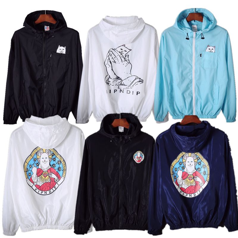Wholesale RIPNDIP Jacket Men Women RIPNDIP Windbreaker Cartoon Cat Hip