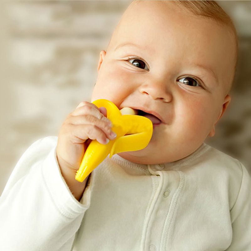 2021 Banana Teether Baby Soothers Natural Rubber Pacifier Squeaker Toy