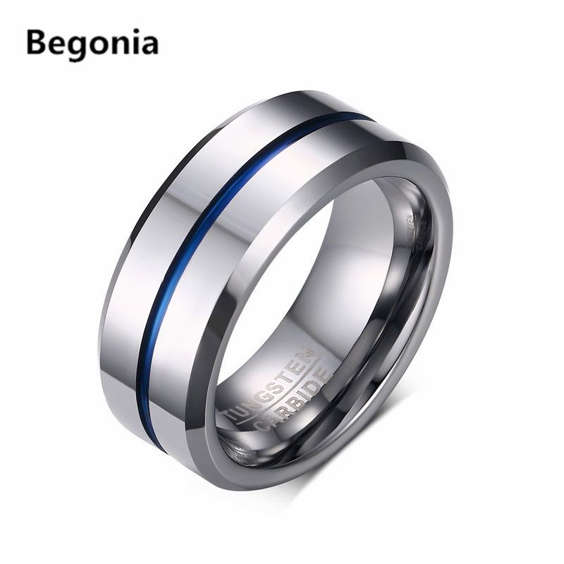 fashion mens tungsten carbide rings for men matte wedding band with silver blue groove inner biker jewelry pearl engagement rings matching wedding bands - Biker Wedding Rings fashion mens tungsten carbide rings for men matte wedding band with silver blue groove inner biker jewelry pearl engagement rings matching wedding bands - Biker Wedding Rings