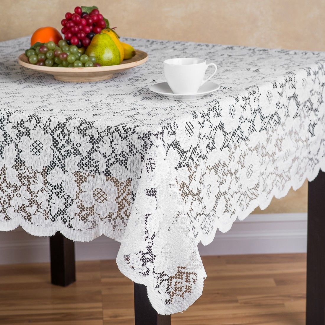 HERITAGE LACE IVORY FLOWERS TABLECLOTH 54WX77L ITEM 4099 