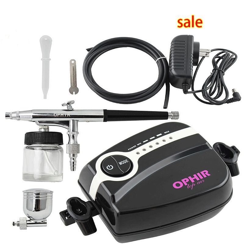 OPHIR Airbrush Kit With 5 Adjustable Mini Air Compressor Air Brush