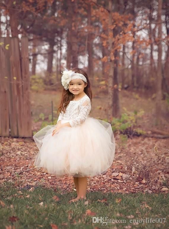 Cute Ball Gown Boho Country Wedding Flower Girl Dresses Illusion