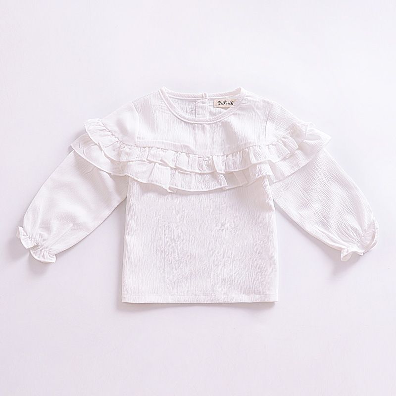 New Kids Girls Puff Sleeve Shirts Spring Fall Ruffles Princess Party