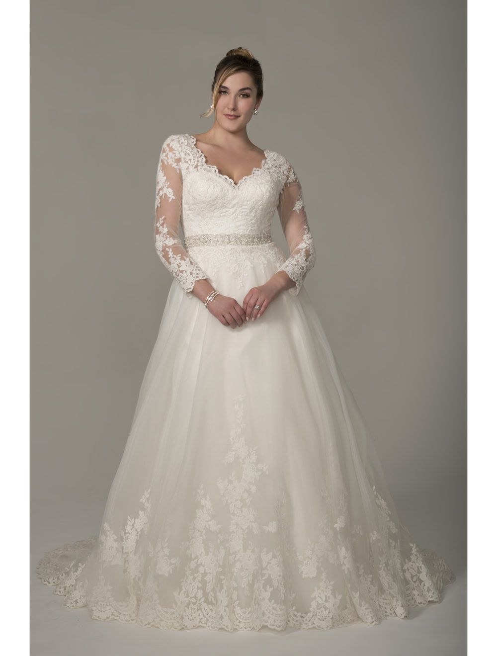 Discount 2019 Plus  Size  A Line Modest  Wedding  Dresses  With 