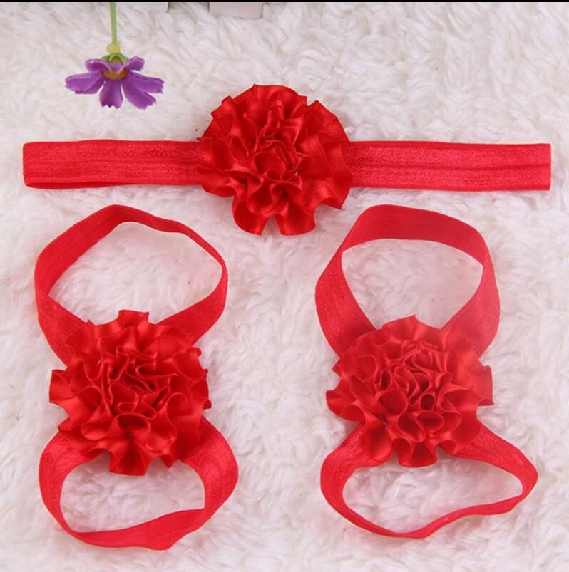 Cute Newborn Infants Accessories Baby Head Flower Foot Flowers Headband
