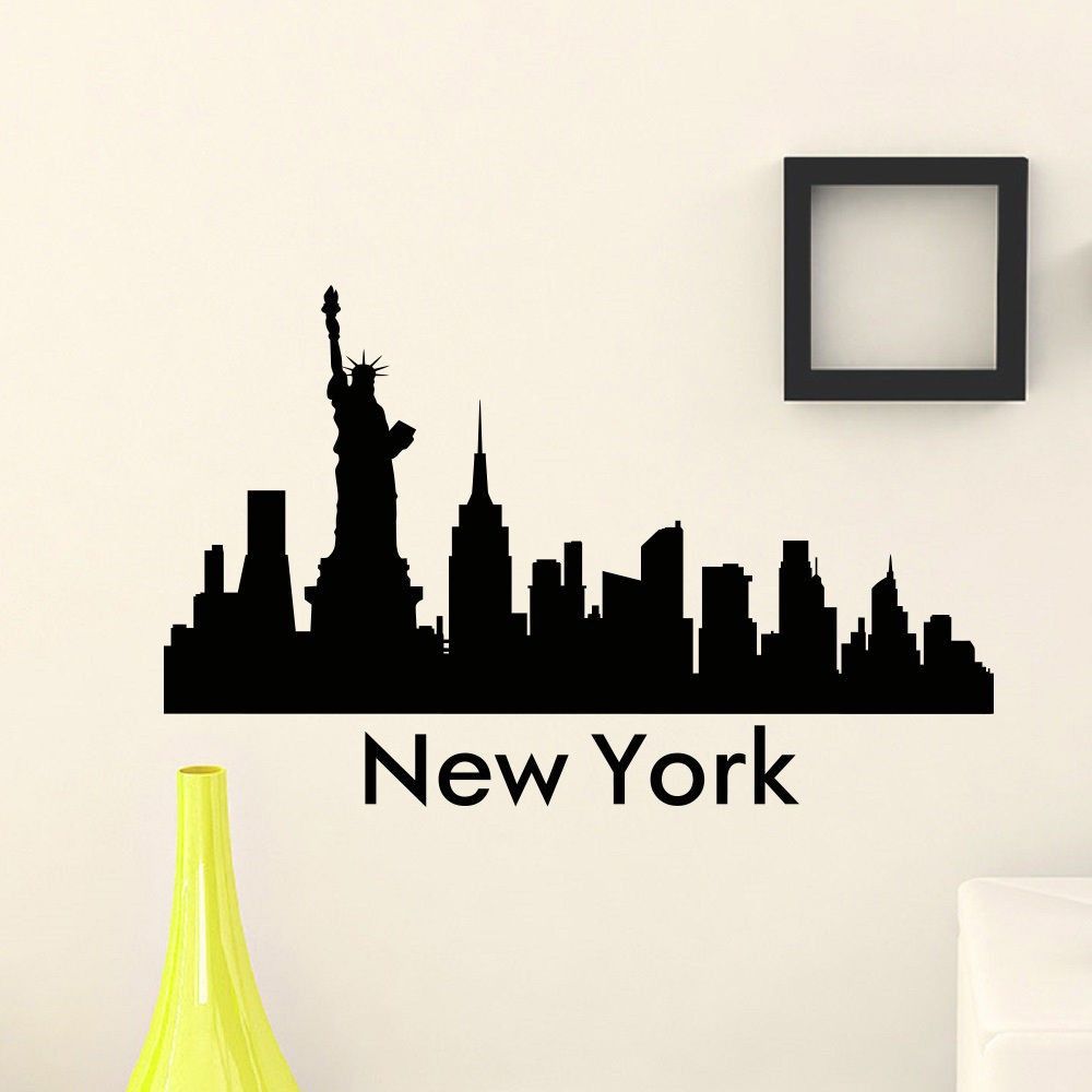 the wall sticker vinyl art mural new york city skyline city