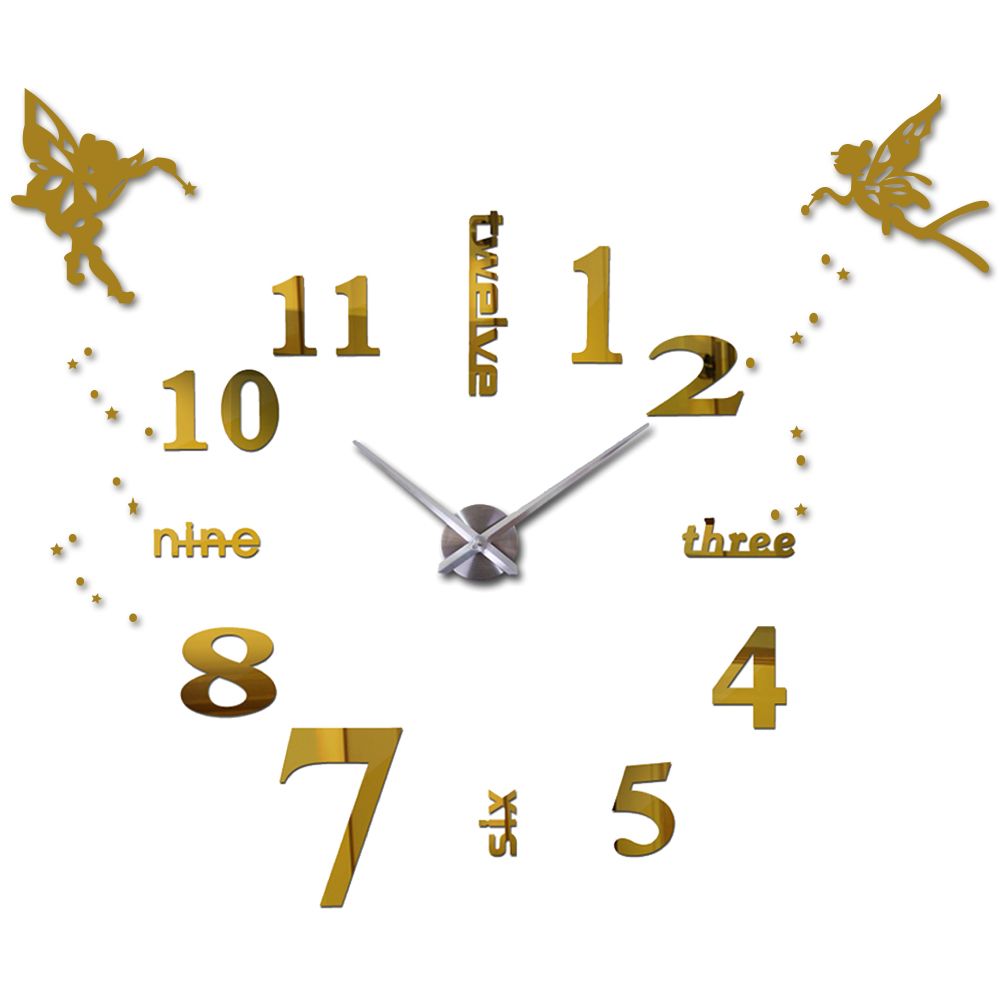 Whole 25 40 Large Oversized Diy 3d Wall Clock Angel Guardian Digital Big Mantel Clocks Kitchen Modern Self Adhensive Watches