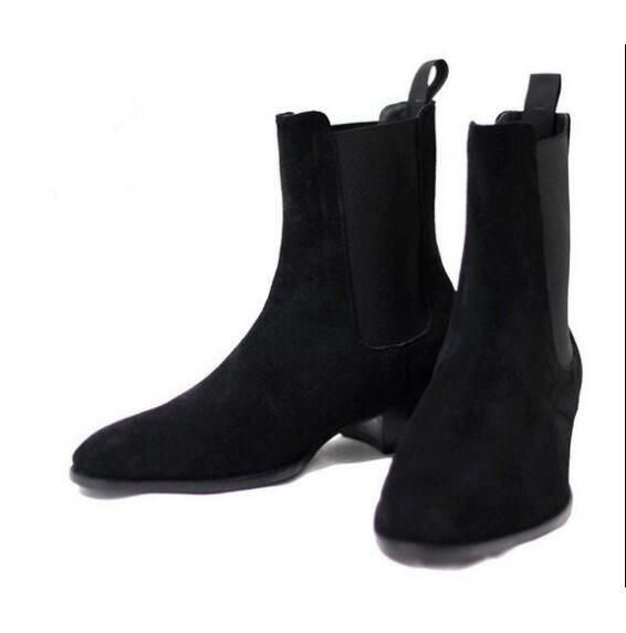 stacked heel mens boots