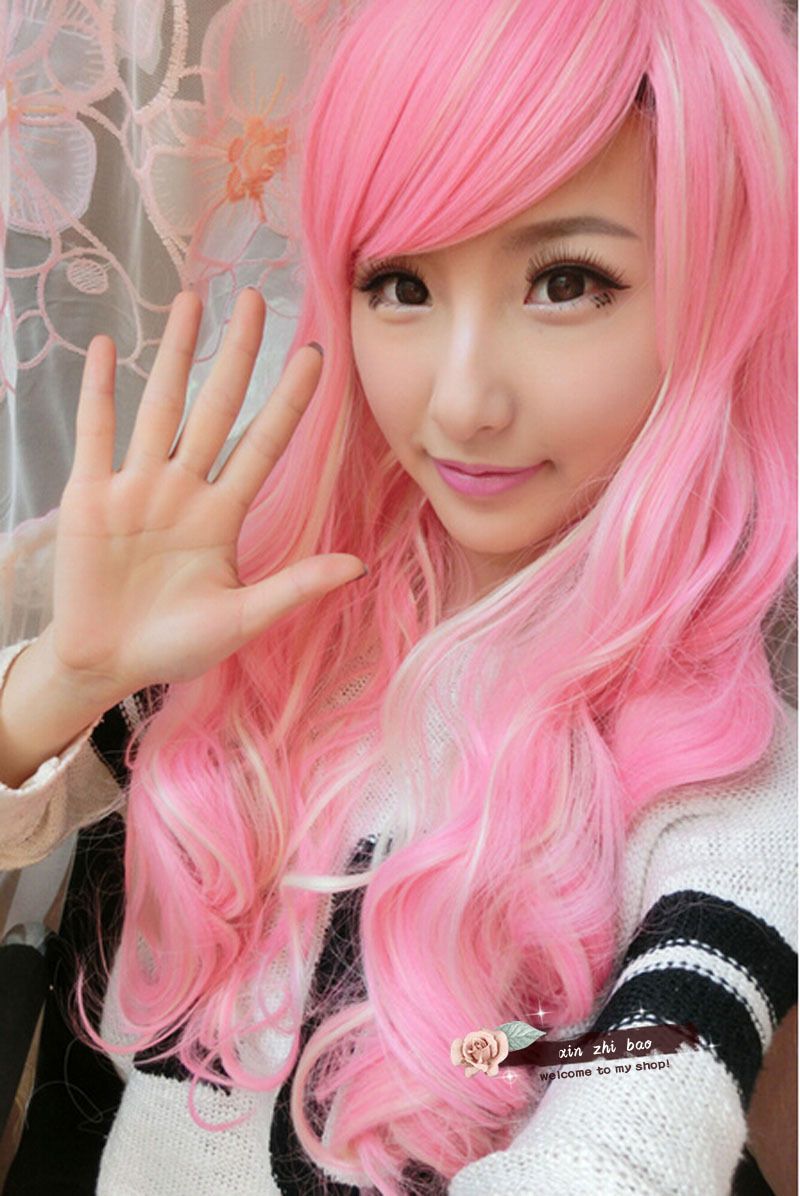 Women Girls Long Wavy Curly Hair Cosplay Wig Party Anime Full Wigs
