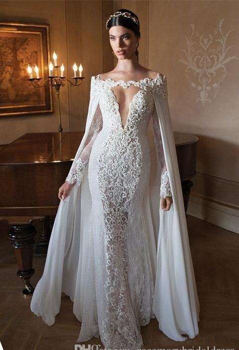 wedding dress with cape train