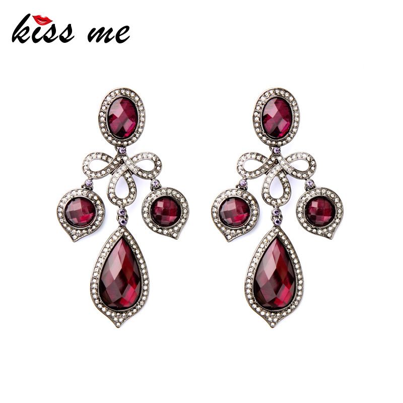 2018 Noble Luxury Charming Red Teardrops Crystal Chandelier Party Noble Luxury Charming Red Teardrops Crystal Chandelier Party Drop Earrings Factory Whole