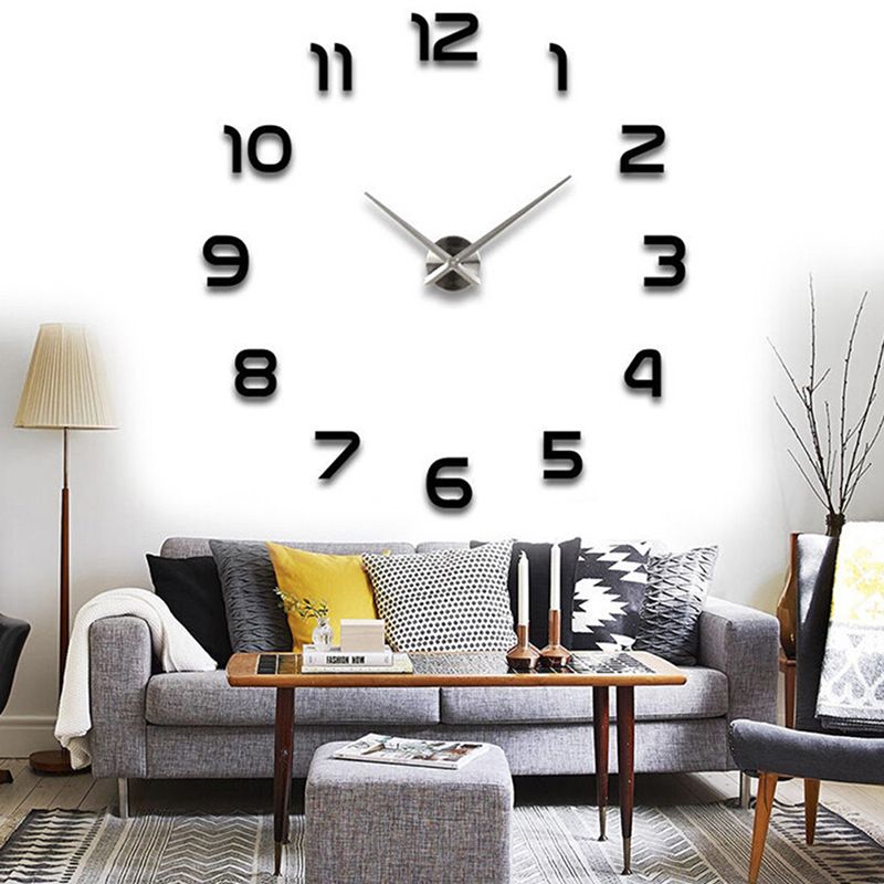 wholesale modern wall sticker diy large wall clock 3d mirror surface