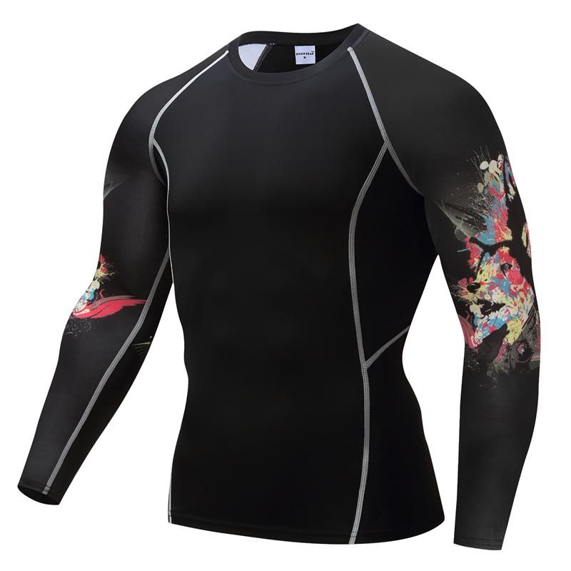 Cycling Wear Mens Compression Shirts Bodybuilding Skin Tight Long Sleeves Jerseys Clothings MMA