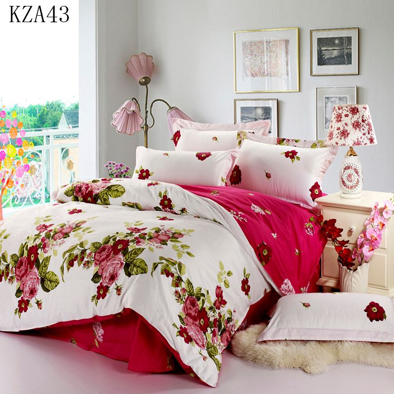 Wholesale Beautiful Flower Pattern Bedding Set 100cotton Pillowcase