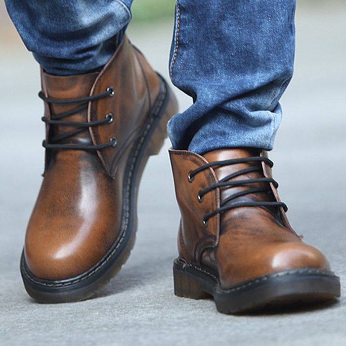 casual men leather boots