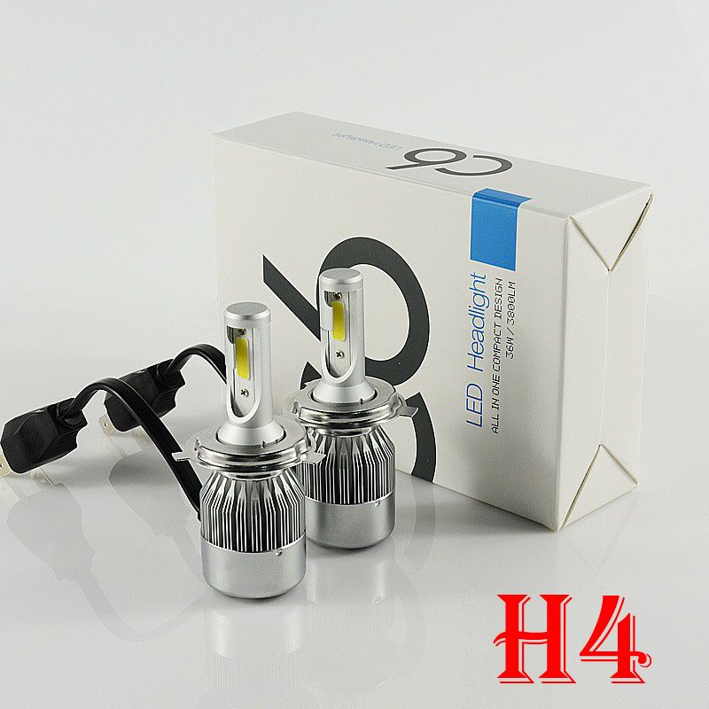 H4 HB2 9003 72W 7600LM C6 LED Headlight Car Auto Slim Conversion Kit