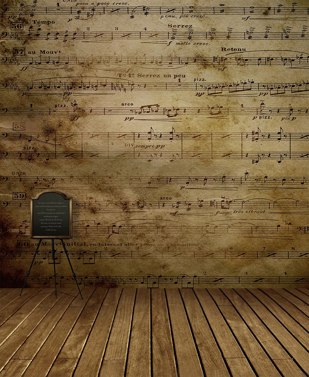 2018 5x7ft Music Notes Wall Photography Backdrops Retro Vintage