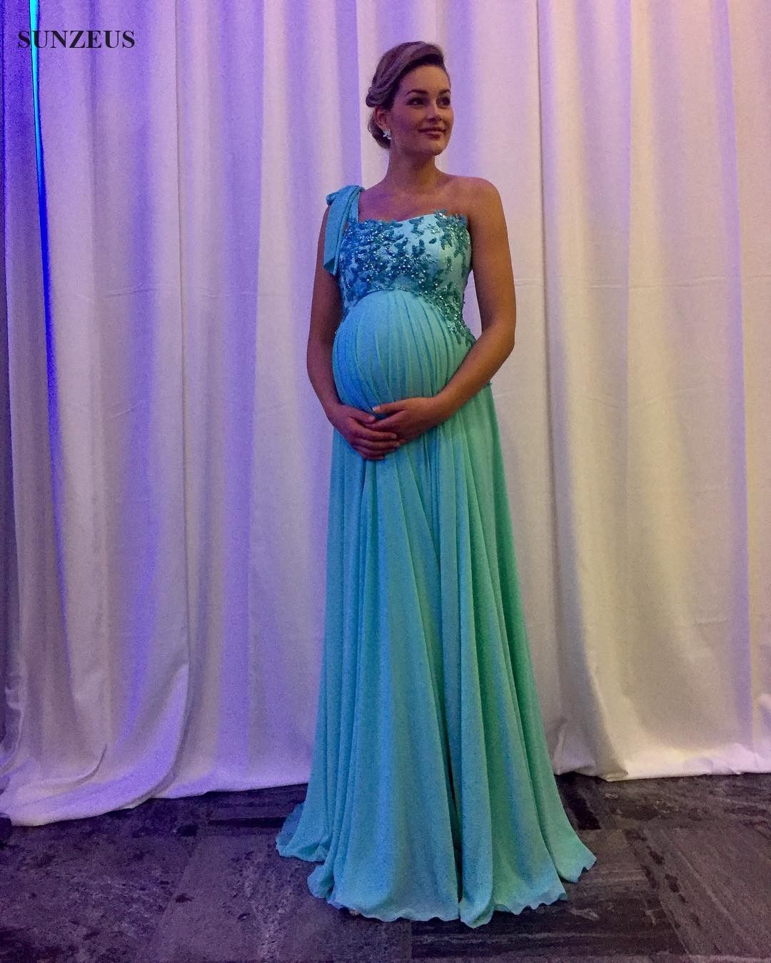 Elegant Maternity  Party Dresses  Empire One Shoulder 